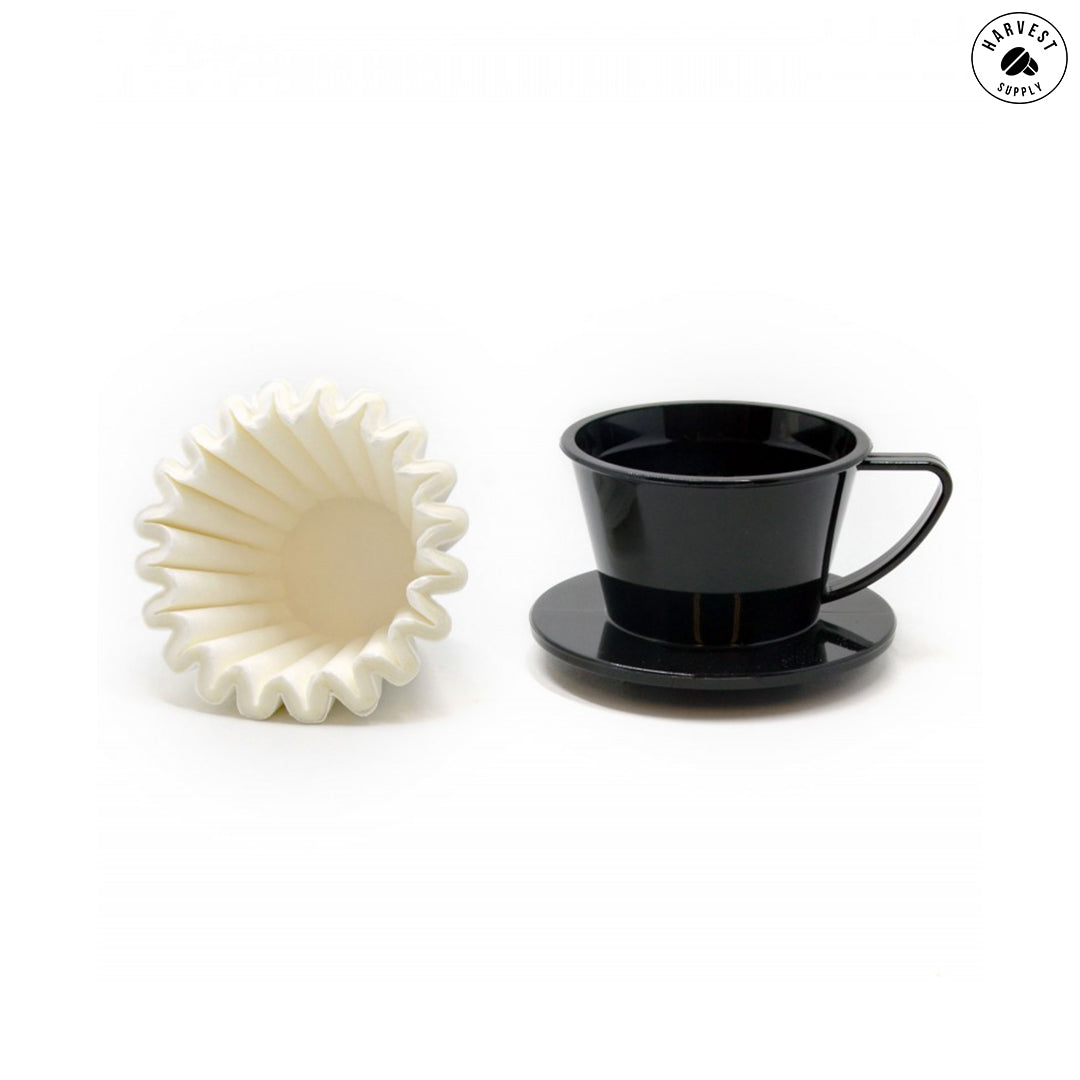 SUJI Wave Dripper 155 Black, Natural Paper Filter Wave